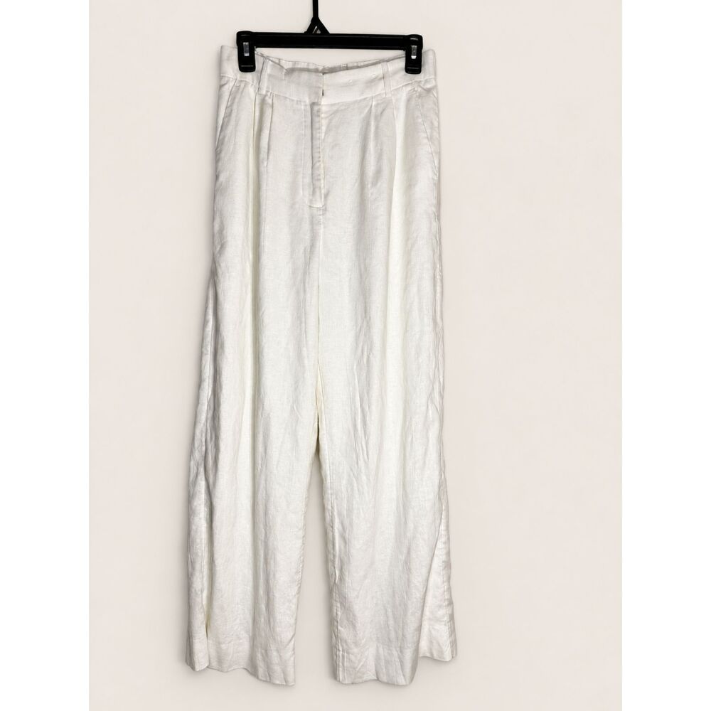 Abercrombie Sloane Linen Blend Wide Leg Pants White Size 28 6R